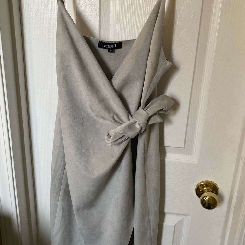 Missguided Light Gray Wrap Dress